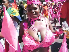 Big-breasted Brazilian scantily clad at a parade