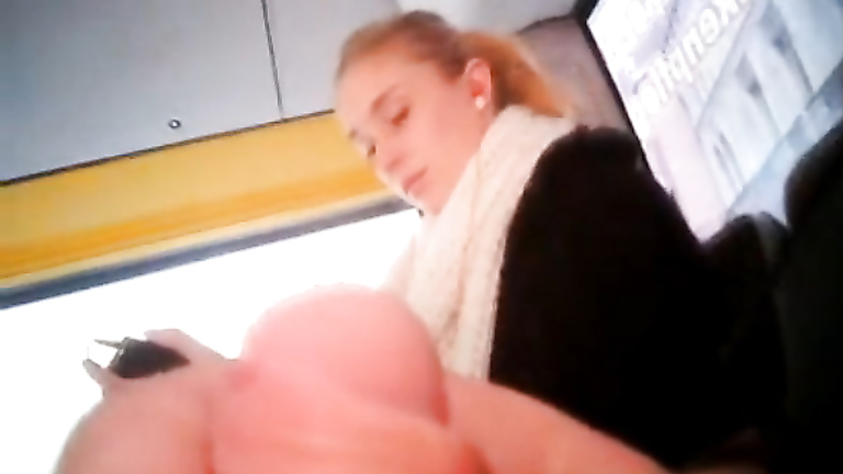 Wanking in public next to a sexy Russian girl