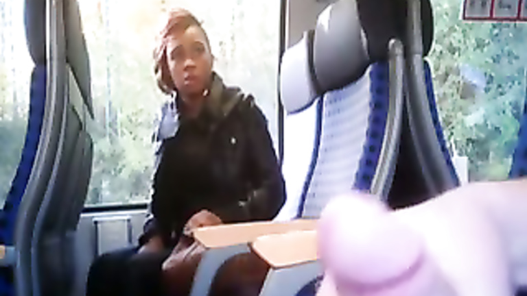 Black girl is bothered by publicly masturbating guy on the train