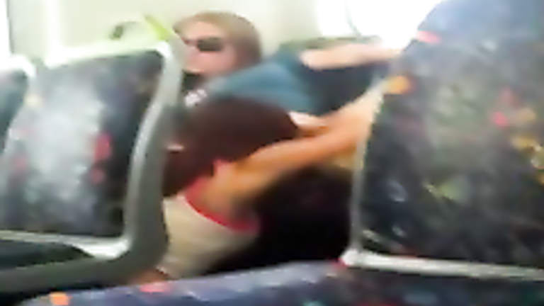 College lesbian eats out her girlfriend on the train