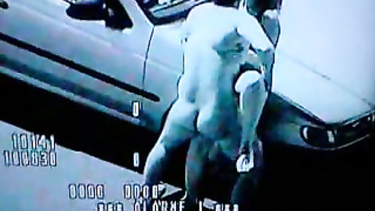 Car hood fuck filmed by security camera