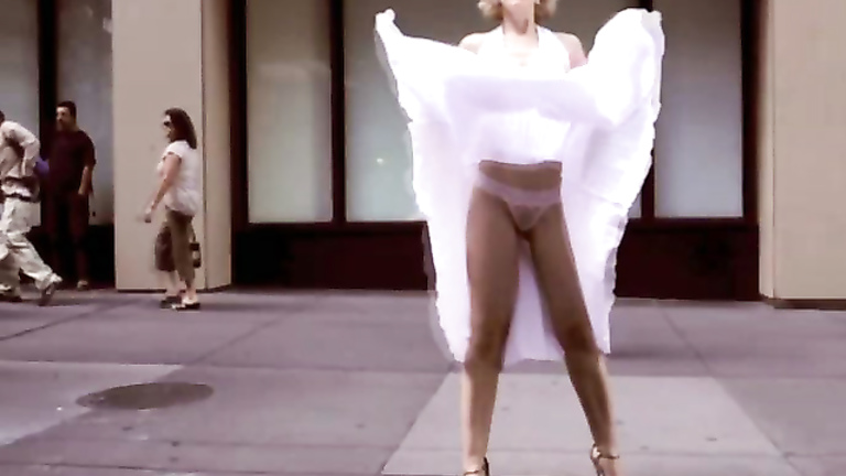 Marilyn Monroe lookalike in street upskirt video