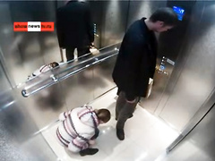 Russian news video of sister peeing in the elevator
