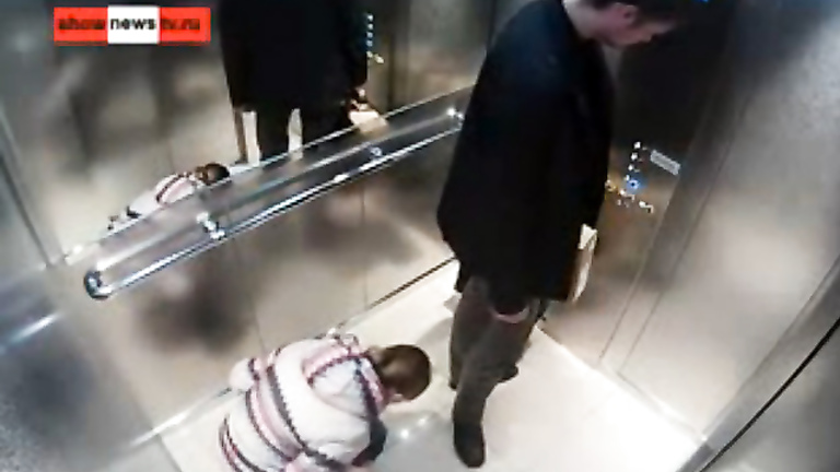 Russian news video of sister peeing in the elevator