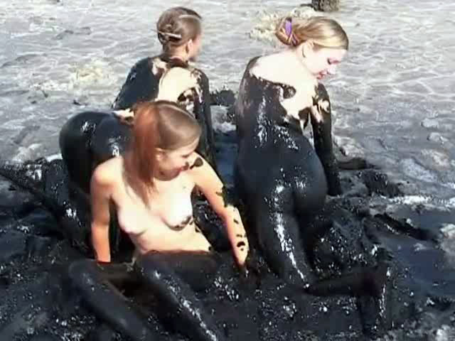 Mud in naked girls 