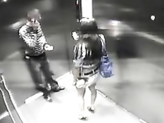Security camera caught lovers in the elevator