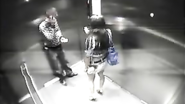 Security camera caught lovers in the elevator