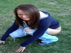 Friends piss on the grass and film it