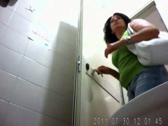 Cute curvy brunette amateur urinating on hidden cam