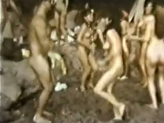 Retro nudist dance party features beautiful girls