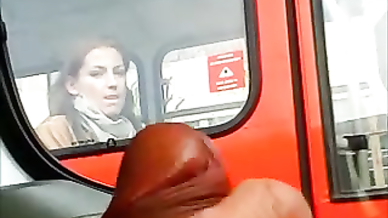 Russian girl on the bus stares at him masturbating lustily voyeurstyle