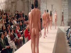 Naked models and a pregnant girl at runway show