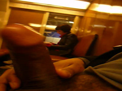 Public masturbation on the train across from a girl