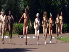 Lots of lovely naked women run a sprint