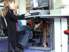 Under the desk upskirt at computer lab
