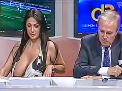 Large breasted Italian woman flashes webcam at work