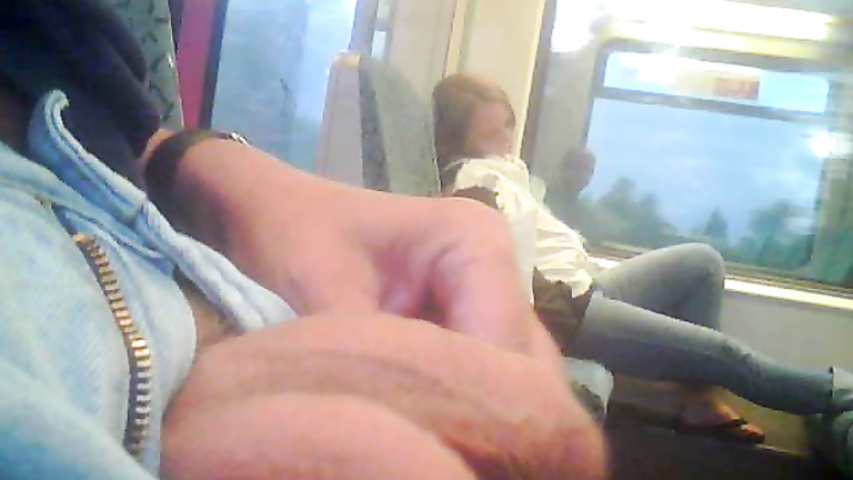 Publicly masturbating to a cutie on the train