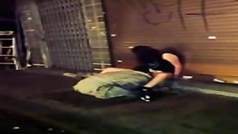 Drunk girl enjoys being hammered on the street