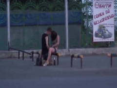 Naughty young couple enjoys copulating in public