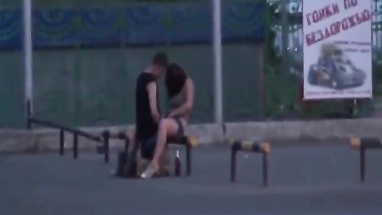 Naughty young couple enjoys copulating in public