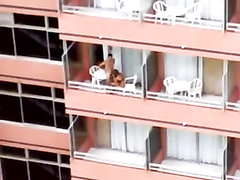 Hardcore sex on the balcony