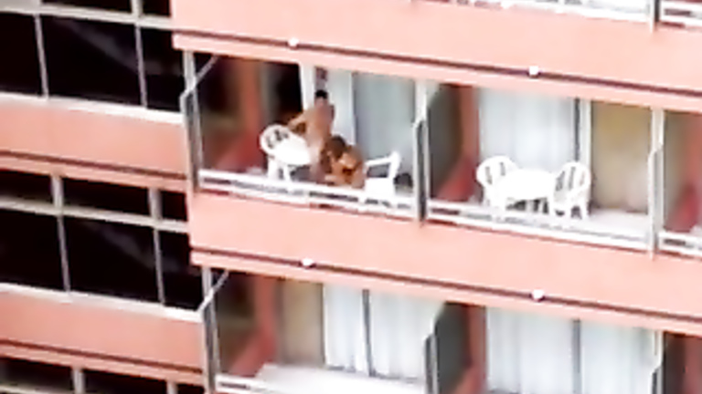 Hardcore sex on the balcony