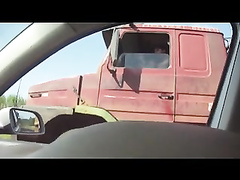 Horny trucker enjoys watching my girlfriend sucking on my dick
