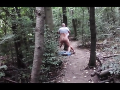 Mature couple enjoys fumbling really hard in the forest