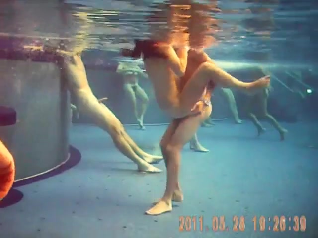 Underwater scenes of the nude chicks in the sauna pool