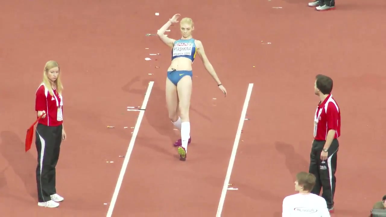 Russian sportswoman enters a long jump competition voyeurstyle