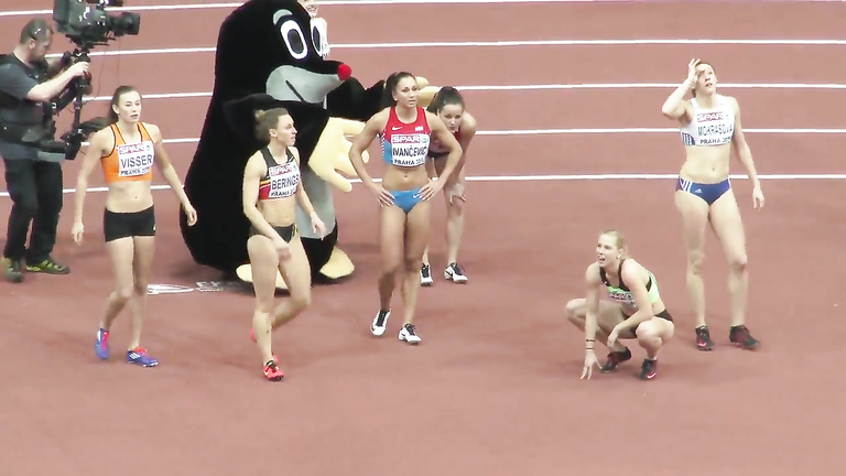 Athletic women warm up before a long race