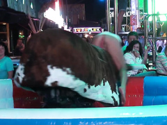 Craziest bull ride reveals the girl's private parts