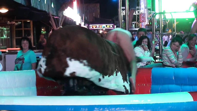 Craziest bull ride reveals the girl's private parts
