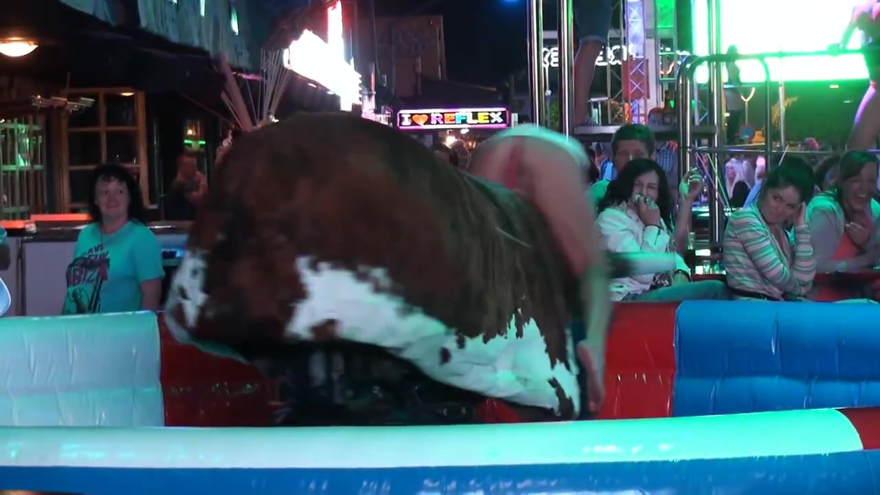 Craziest bull ride reveals the girls private parts voyeurstyle