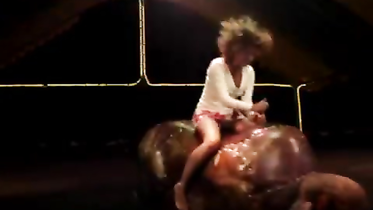 Fascinating babe in a long bull ride