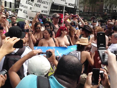 Busty American women doing the nude protest for equality