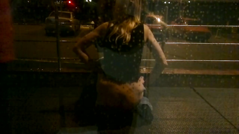 Suave Russian girl took a pee at the bus station