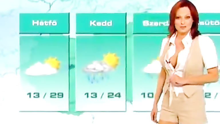 Hungarian weather girl and her heavenly pair of tits ...