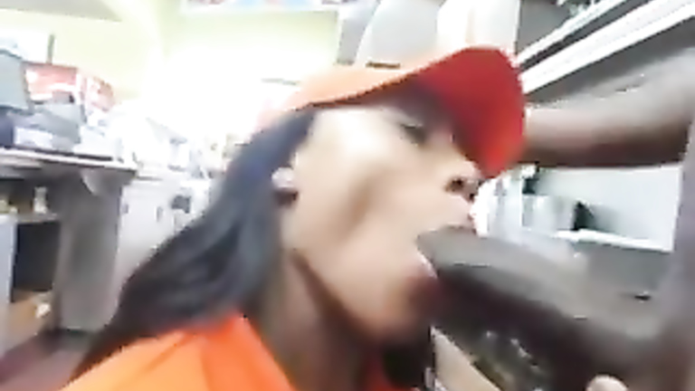 Black customer has sex with the take-away lady