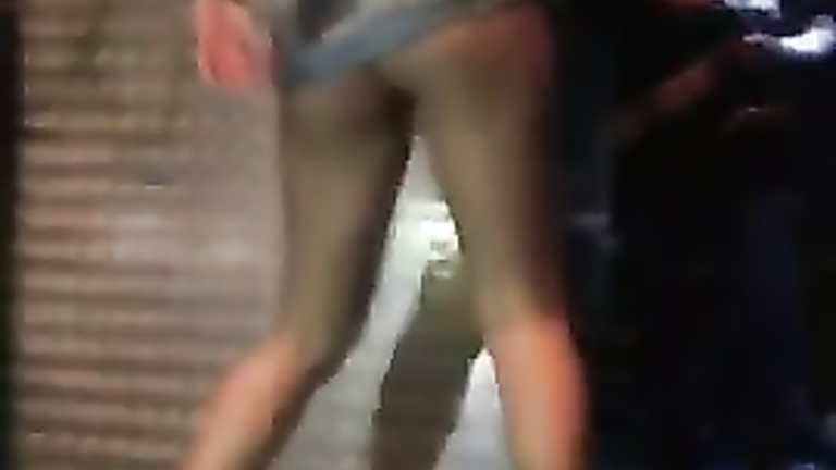 Chick with the sexiest legs dances for the crowd