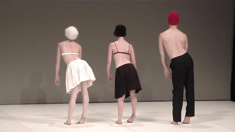 Beautiful actresses get partially naked while acting in a play