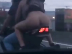 Chick with the mind-blowing ass rides the motorcycle