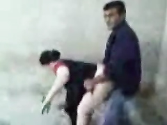 Pakistani couple having doggystyle sex in the corner