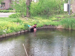 Chubby Brazilian chick takes a quick swim in the local river