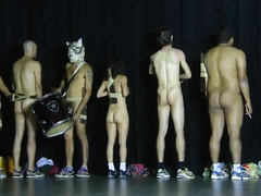 Raunchy guys and sexy chicks strip down on the stage