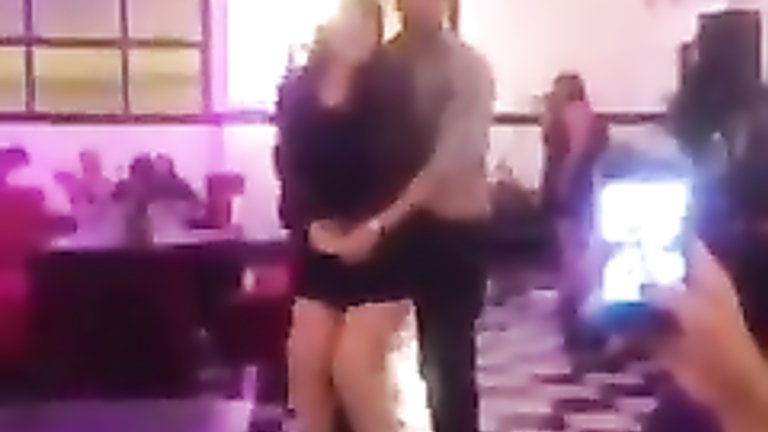 Sexualy excited guy humps a delicious girl while dancing with her