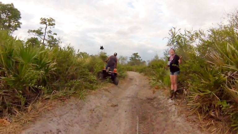 Ladies taking a pee on a quadbike adventure