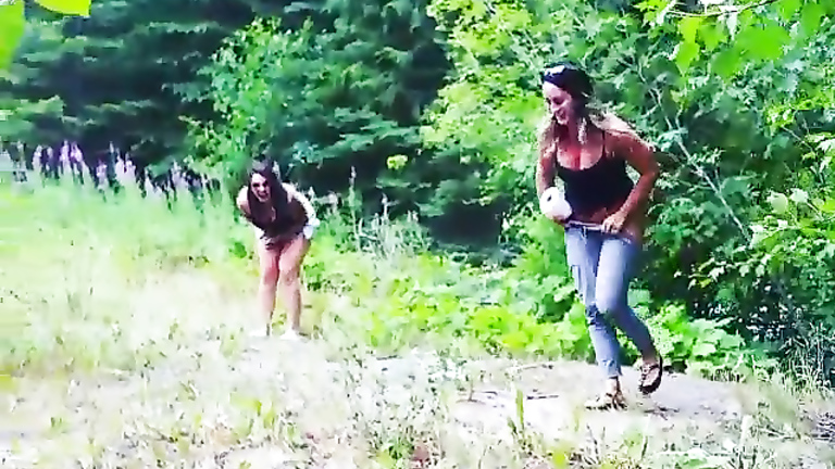 Chicks caught urinating in the wilderness