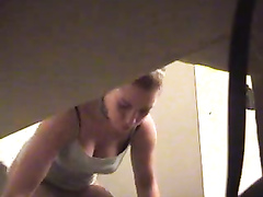 Sexy blonde babe wipes her orgasmic pussy after peeing
