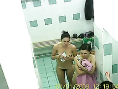 Sporty girls caught on video in the female shower room